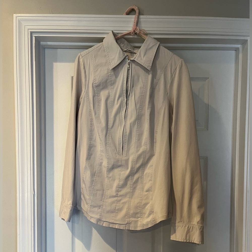 CAbi gray zip ‘dress’ shirt